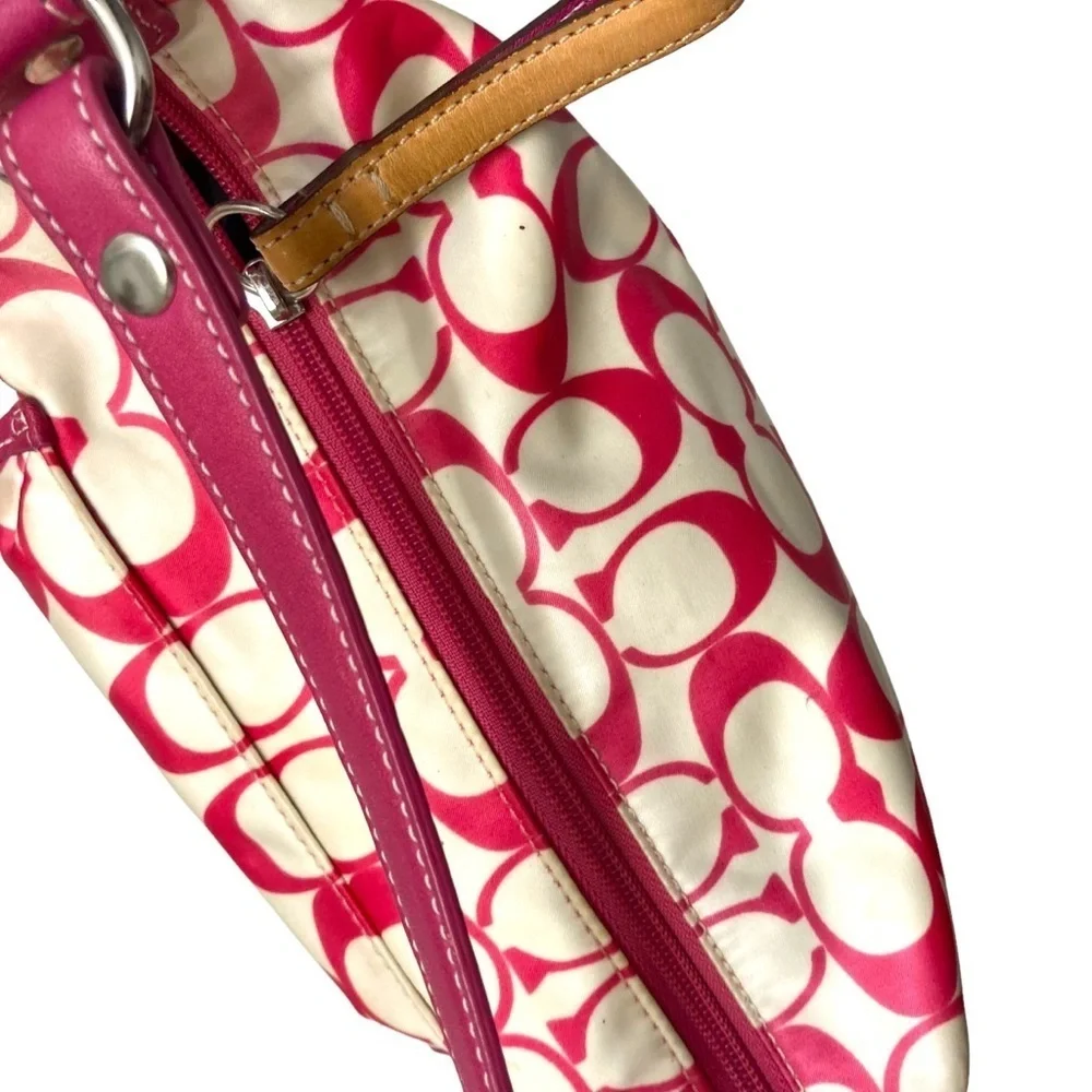 Coach vintage y2k white and pink signature satin mini bag